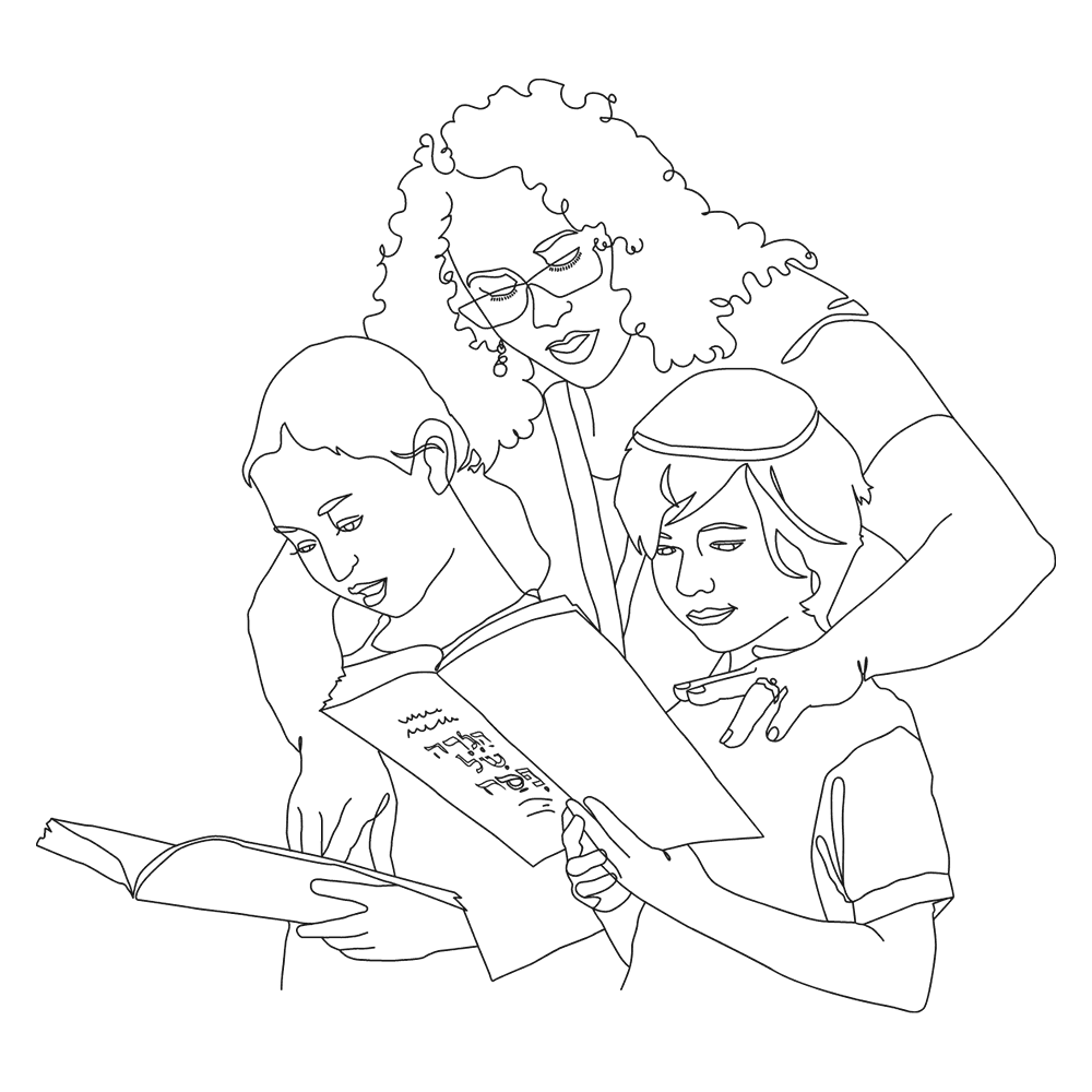 drawing of a Jewish family