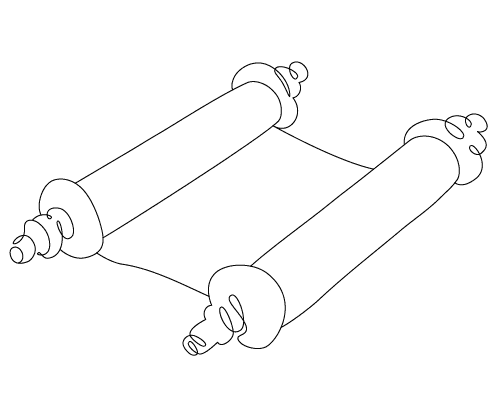 drawing of a torah scroll