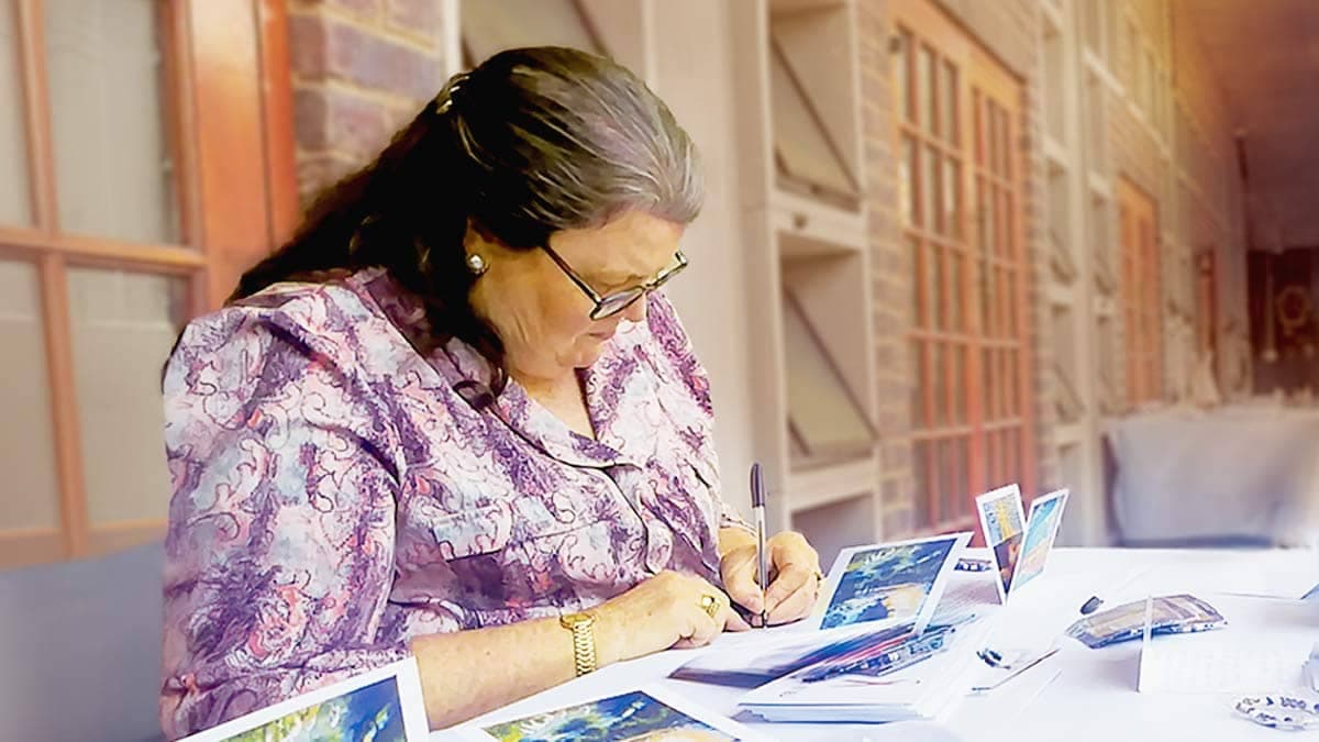 Woman writing cards